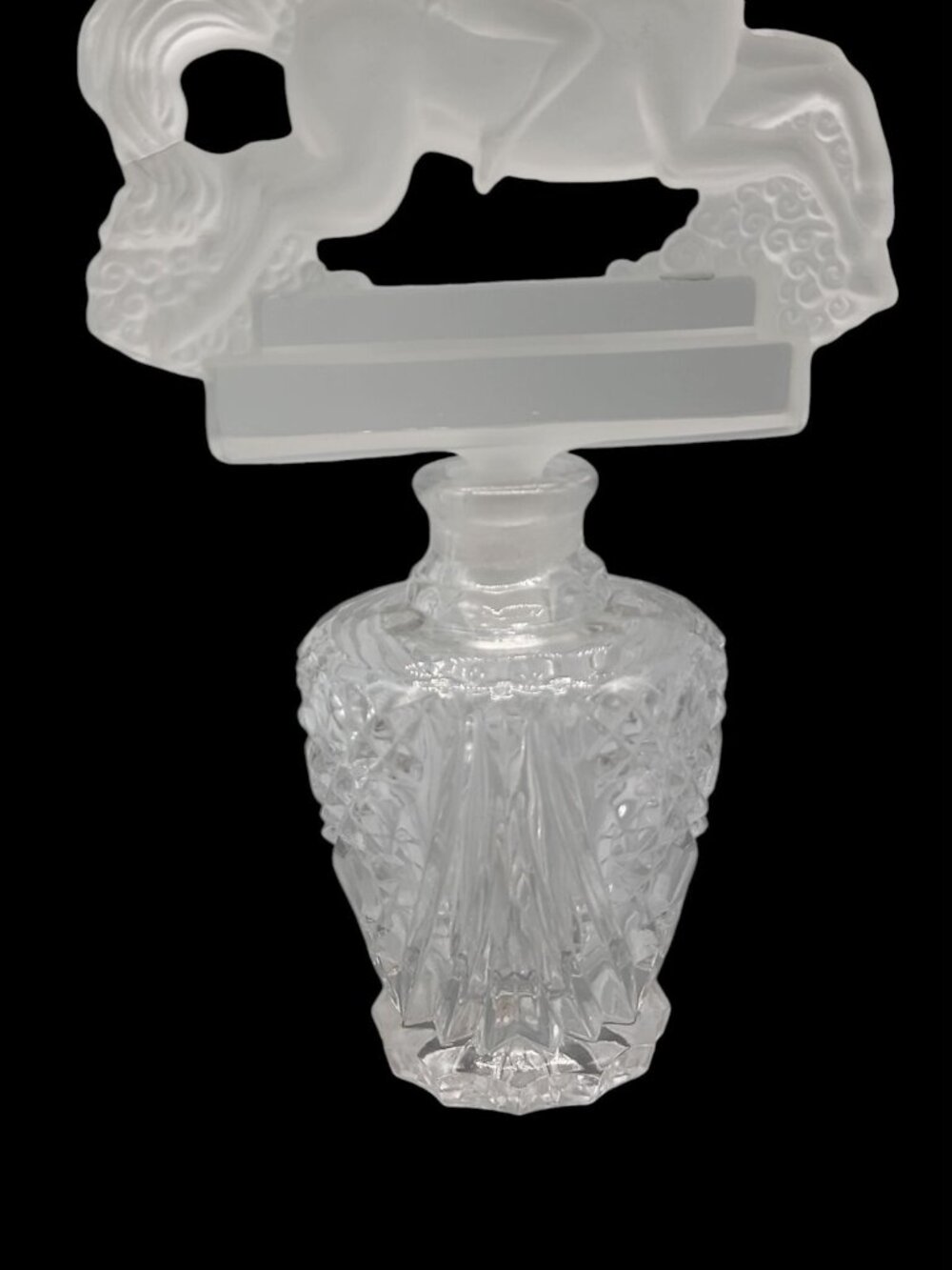 Lady Godiva Crystal Perfume Bottle Czechoslovakia Nude Horseback Stopper 1930s - Picture 7 of 16